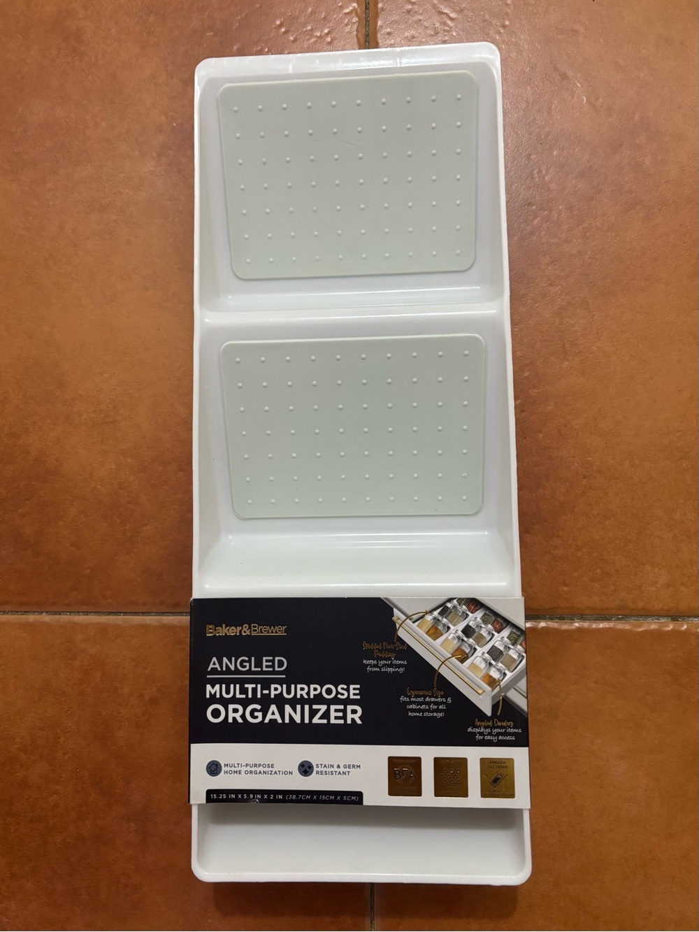 Multi purpose organizer angled by Baker & Brewer. Stain & germ resistant NEW